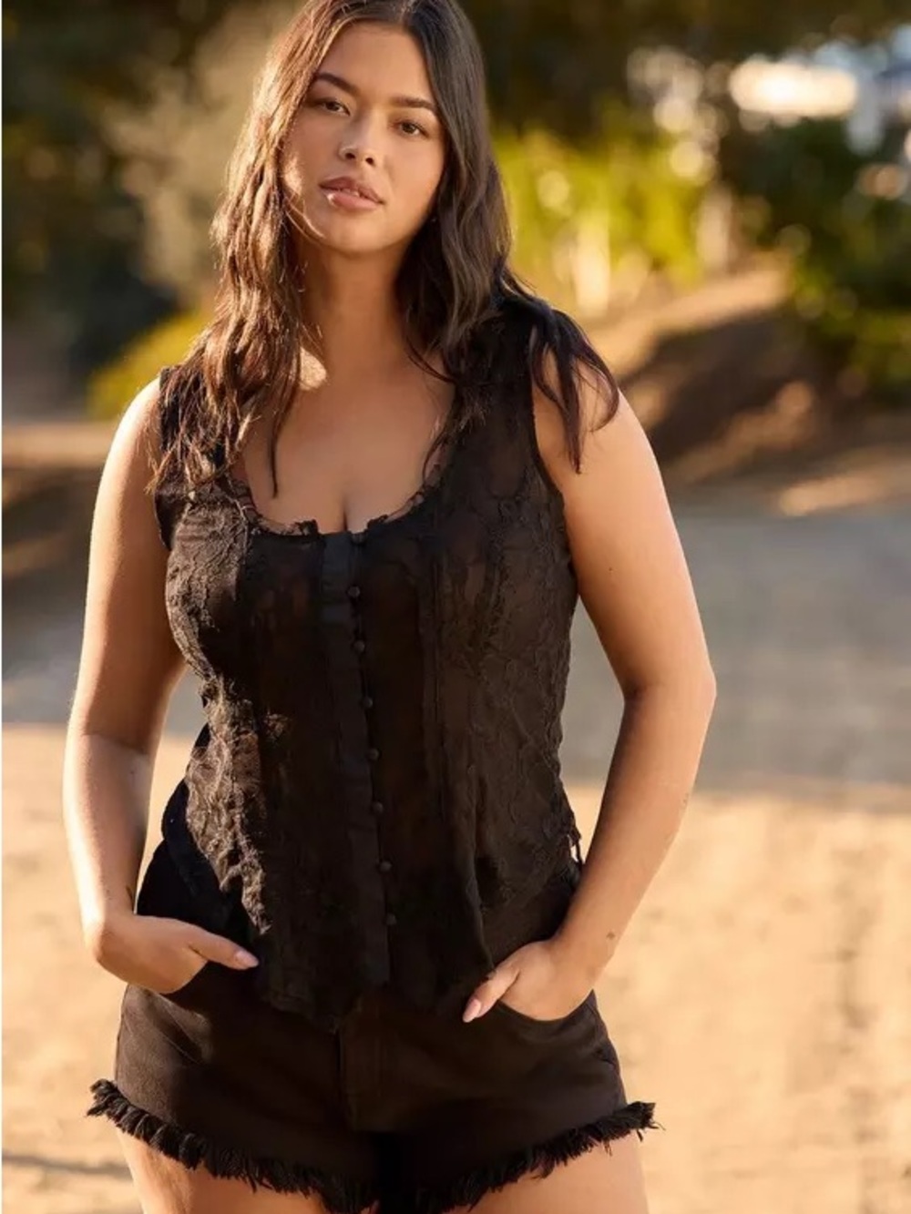 NWT TORRID Festi Lace Corset Top - Deep Black